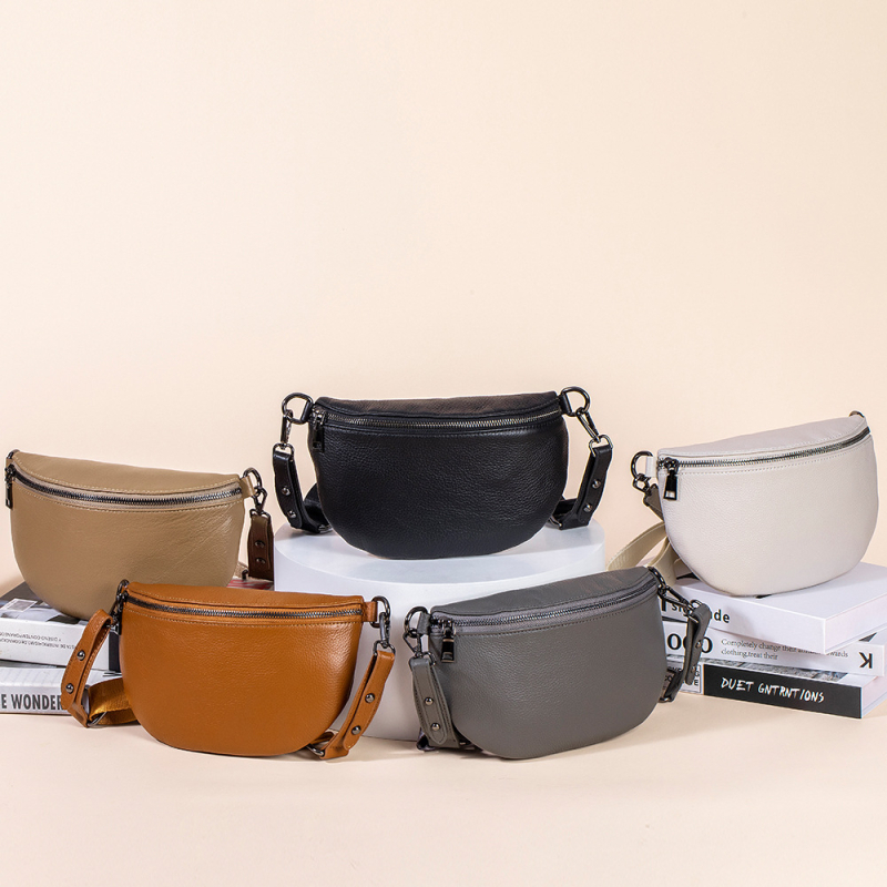 Ādas josta soma – pilsētas vienkāršs stils, augšējā slāņa liellopa āda, rāvējslēdzējs aizdare, poliestera oderējums, iekšējās kabatas: rāvējslēdzēja kabata, tālruņa kabata, ID kabata