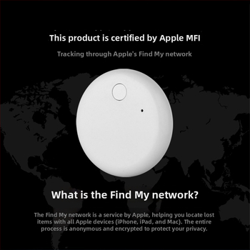 AirTag-kompatibilný sledovač F6 – 210 mAh batéria, iOS kompatibilita, hmotnosť 9 g, ABS materiál