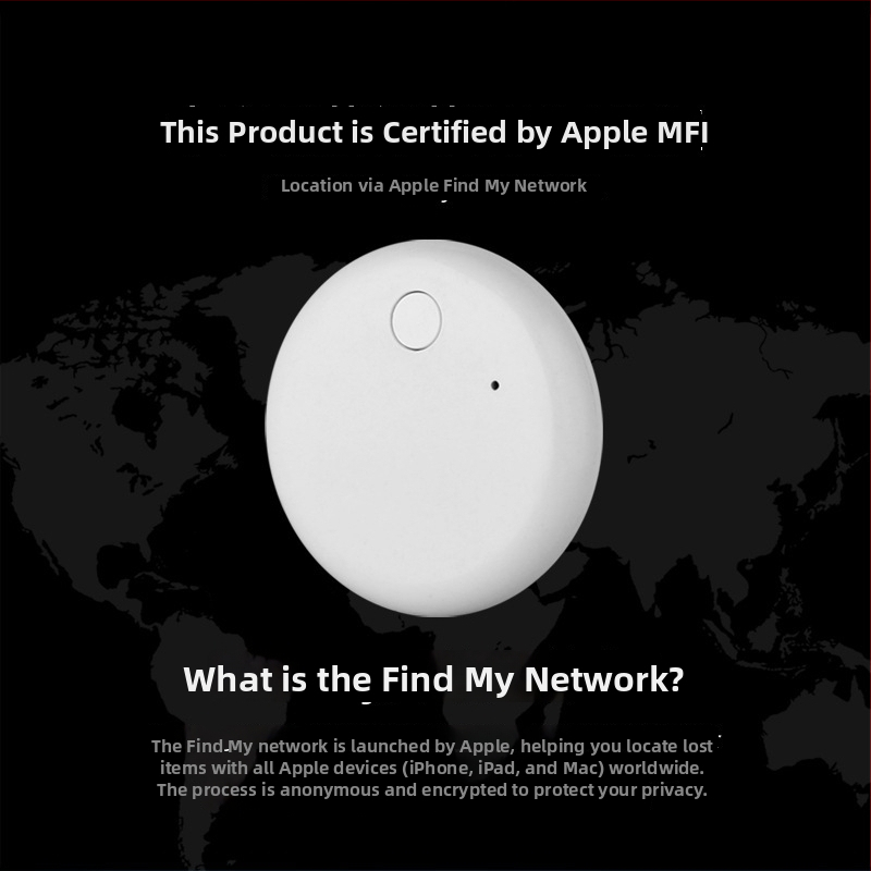 AirTag-kompatibilný sledovač F6 – 210 mAh batéria, iOS kompatibilita, hmotnosť 9 g, ABS materiál
