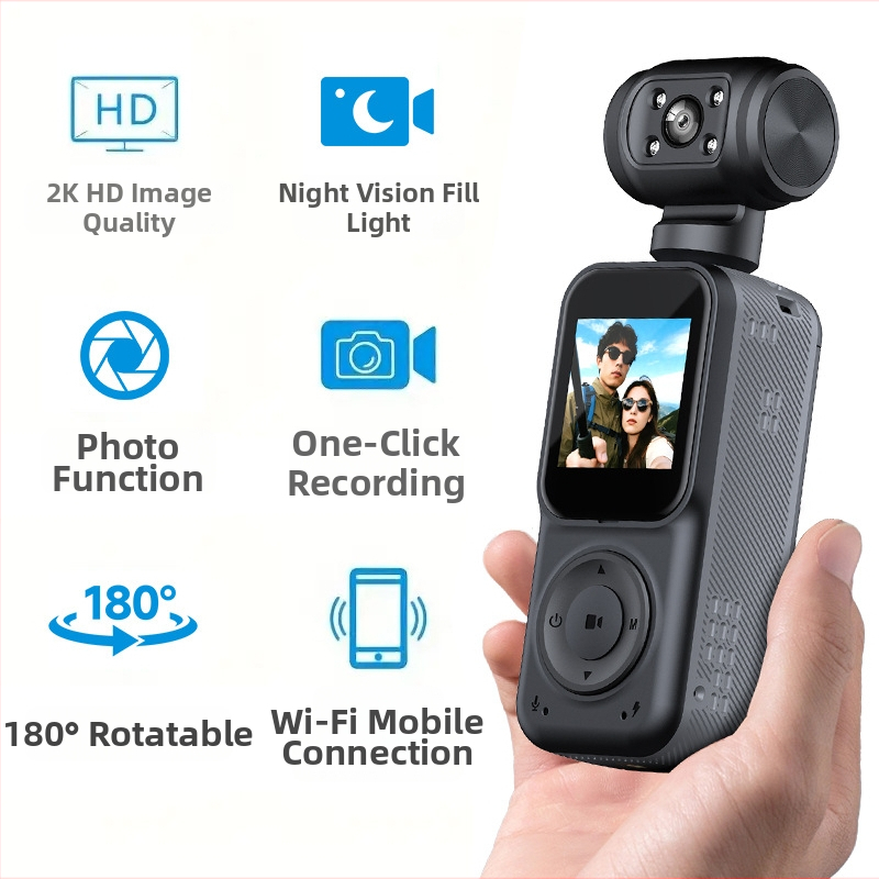 4K ručne vedená kamera pre vonkajšie športy a cyklistiku s obrazovkou, nočným videním a stabilizáciou — 140° širokouhlý objektív, 1,5" LCD, Micro SD podpora, 10h batéria, model Q5