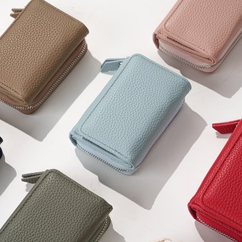 Novčanik za kovanice s lychee uzorkom, PU koža, integrirani držač kartica, unisex poslovni stil, proljeće 2025