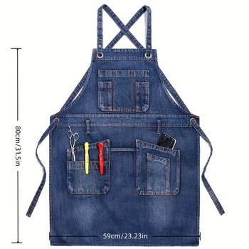 Prijuostė be rankovių – džininė, dėmių atspari, šiuolaikiškai minimalistinis stilius (be rankovių, džininė, dėmių atspari, šiuolaikiškai minimalistinis stilius)