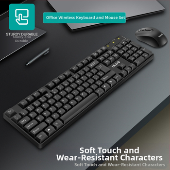 Bezdrôtový set klávesnice a myši pre domáce a kancelárske použitie — USB klaviatúra a USB myš, 1200 dpi, ergonomické, vodeodolné, batérie sú súčasťou balenia
