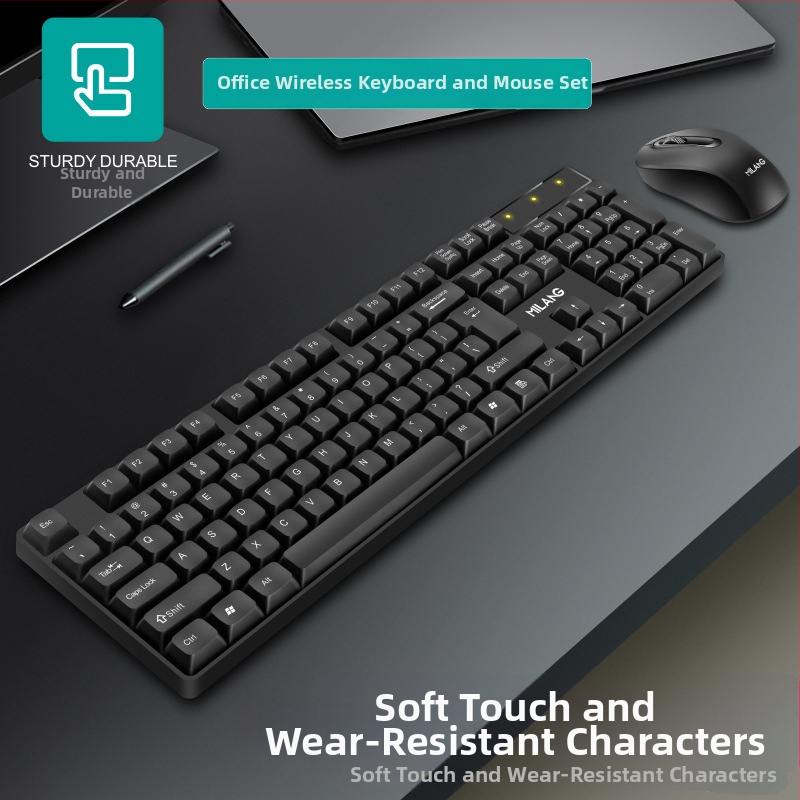 Bezdrôtový set klávesnice a myši pre domáce a kancelárske použitie — USB klaviatúra a USB myš, 1200 dpi, ergonomické, vodeodolné, batérie sú súčasťou balenia
