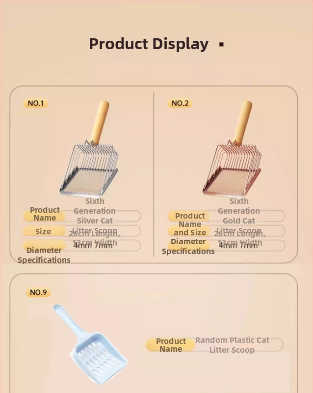 2-in-1 katės kraiko šaukštas; nerūdijančio plieno konstrukcija; plonas skylučių dizainas; dviejų funkcijų įrankis