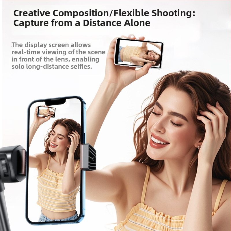 Bluetooth išmaniojo telefono ekrano daliklis, modelis T1 Selfie, ABS medžiaga, suderinamas su iPad, maksimali apkrova iki 2 kg.