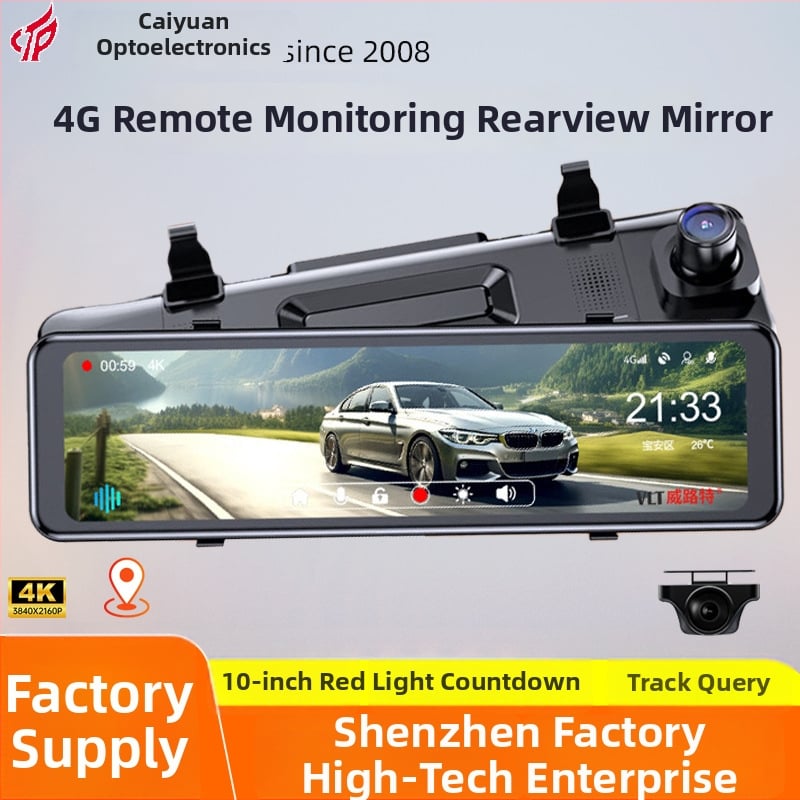 Carter 4G autós DVR elő-/hátsó kettős felvétellel, 2160p, 10 hüvelykes érintőképernyő, GPS pozicionálás