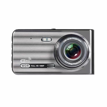 Двоен обектив автомобилен регистратор: 1080p, Wi‑Fi, сенсорен екран, фронтален и заден запис, 170° широк ъгъл