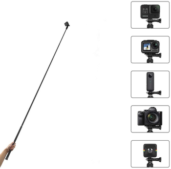 Selfie tyč z karbónových vlákien s 1/4-inch závitom, kompatibilný so športovým kamerovým adaptérom