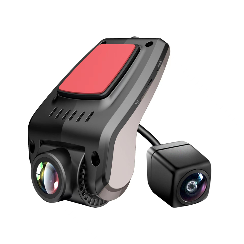 Автомобилен видеорегистратор с двойна предна и задна камера, GPS навигация, 1080p, 170° ъгъл, F1.5 обектив