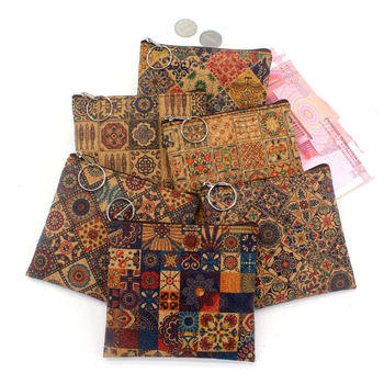 Novčanik za kovance s geometrijskim uzorkom od tkanog materijala, 1 preklop, bez podstavke, za žene