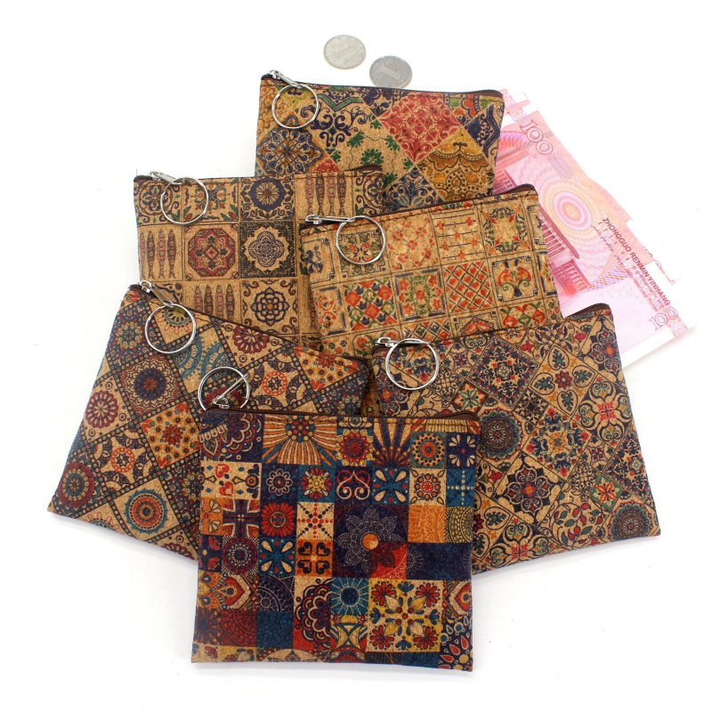 Novčanik za kovance s geometrijskim uzorkom od tkanog materijala, 1 preklop, bez podstavke, za žene