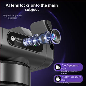 Stabilizátor pre mobilný telefón s jednou osou, inteligentné sledovanie tváre, ručný gimbal pre živé vysielanie, hliníková zliatina + ABS, diaľkové ovládanie je súčasťou