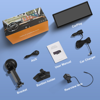 4K dvostruka leća automobilna kamera s bežičnim projektivanjem i navigacijom; podržava TF karticu do 128 GB; 170° vidno polje; USB/HDMI/AV sučelja; napajanje 12-24V