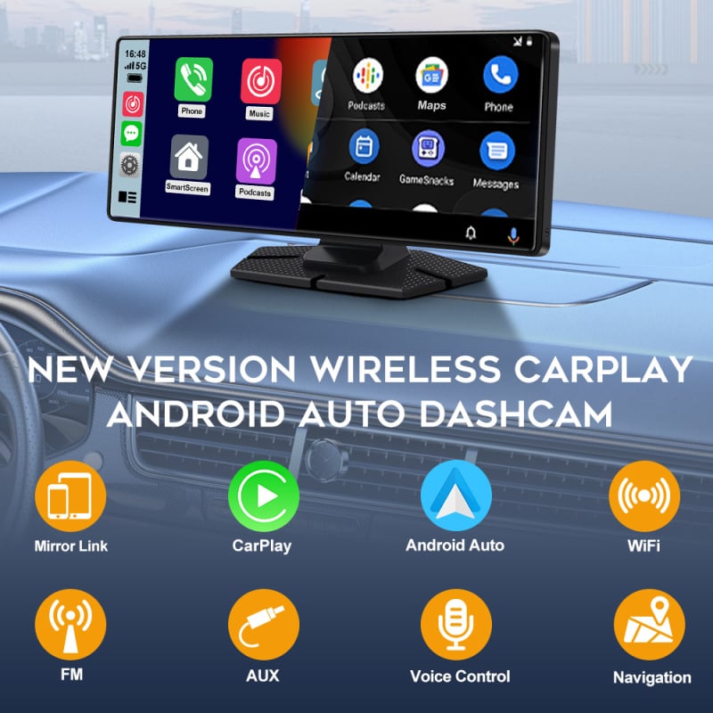 4K dvostruka leća automobilna kamera s bežičnim projektivanjem i navigacijom; podržava TF karticu do 128 GB; 170° vidno polje; USB/HDMI/AV sučelja; napajanje 12-24V