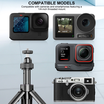 Desiontal Mini Trepied de Birou pentru Selfie – GoPro 11 Compatibil, Universal, Aliaj de Aluminiu