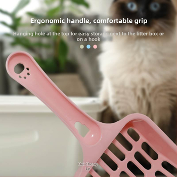 Lopatica za mačji izmet s dugim drškom, ojačani dizajn, velike rupe, plastična