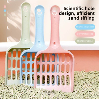 Lopatica za mačji izmet s dugim drškom, ojačani dizajn, velike rupe, plastična