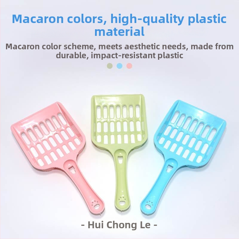 Lopatica za mačji izmet s dugim drškom, ojačani dizajn, velike rupe, plastična