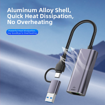 USB Ethernet adaptér RJ-45, USB rozhranie, rýchlosť 10/100/1000 Mbps, Gigabit Ethernet, LED indikátor