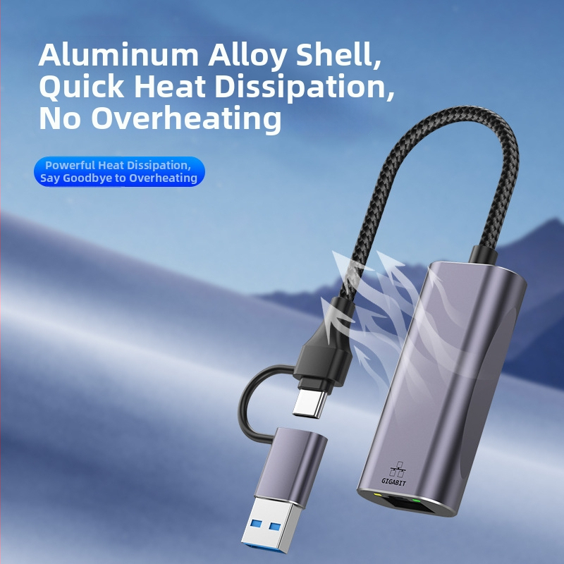 USB Ethernet adaptér RJ-45, USB rozhranie, rýchlosť 10/100/1000 Mbps, Gigabit Ethernet, LED indikátor