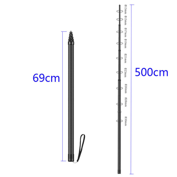 Karbonska teleskopska šipka za ručno snimanje, 9 sekcija, nosivost 2–5 kg, kompatibilno s DJI Action 5 i GoPro
