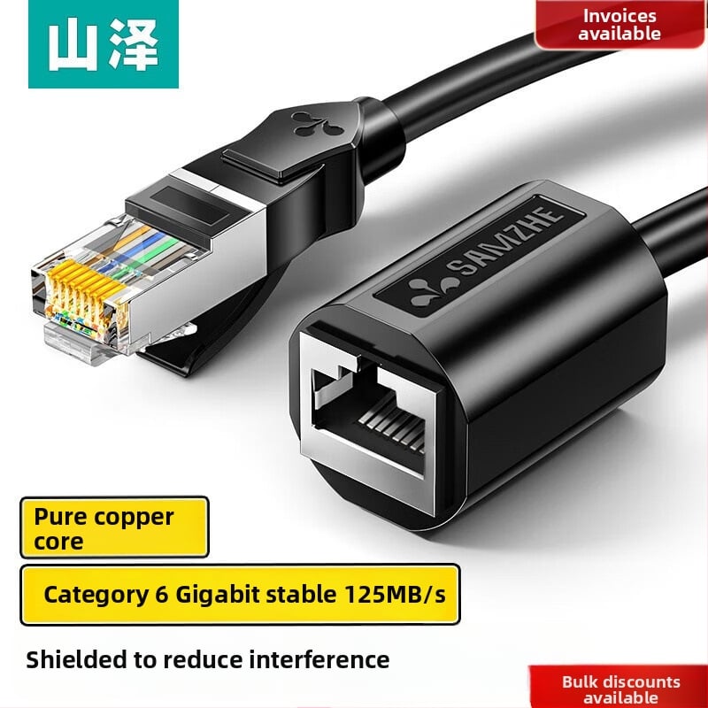 RJ45 Cat6 Ethernet predlžovací kábel, samec-samička konektor, čistý meďový vodič, Gigabitová rýchlosť