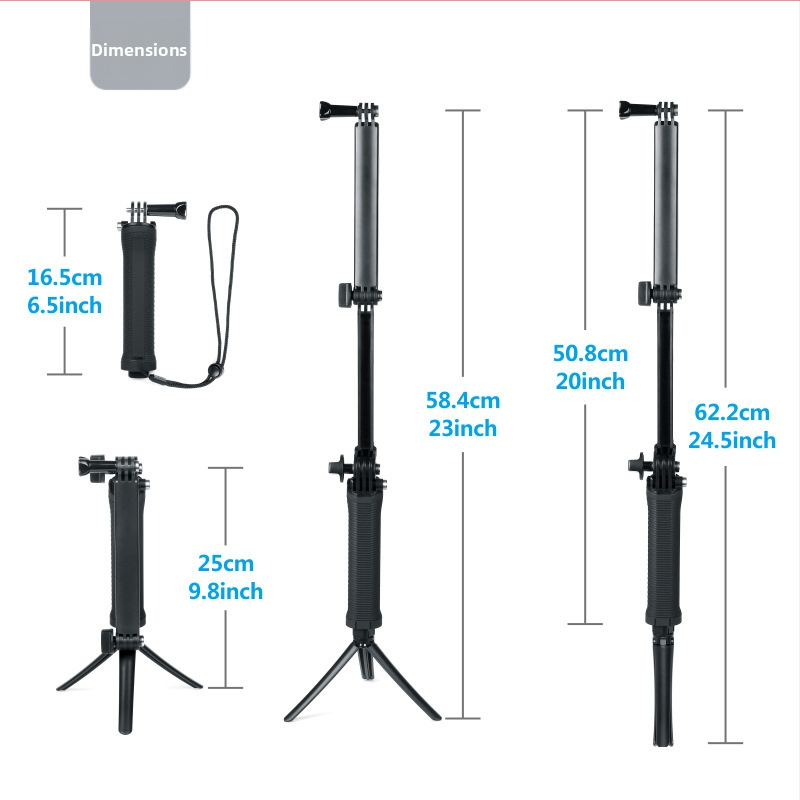 FHX GoProp trojstranné nastaviteľné rameno pre GoPro/360/DJI — ABS, model 233, vlastné logo