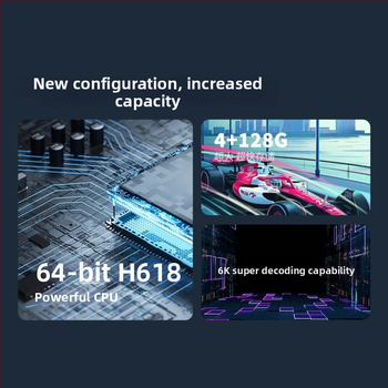 Android TV kaste ar H618 četrkodolu procesoru, 4GB RAM, 128GB atmiņa, Android OS, 1080p izeja