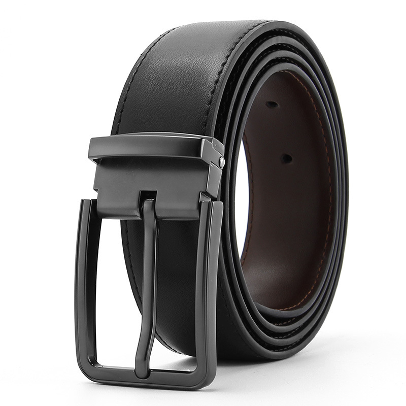 Vīriešu ādas josta no īstas ādas ar divslāņu liellādu ādu, sprādze no sakaļas ar adatu, platums 3.5 cm