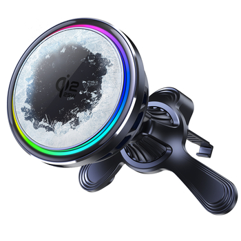 Suport auto Qi2 încărcător wireless, 15W max, intrare Type-C 5V-3A/9V-3A/12V-2.5A, aliaj de aluminiu