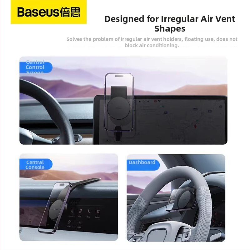 Baseus MagSafe Bezdrôtový držiak do auta s magnetickou podložkou a navigáciou (MagSafe, Bezdrôtové nabíjanie, Navigácia)