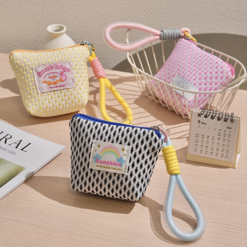 Hengxian Novčanik za kovanice, Mrežasta mini torbica za zapešće, Unisex, Višestruko skladištenje