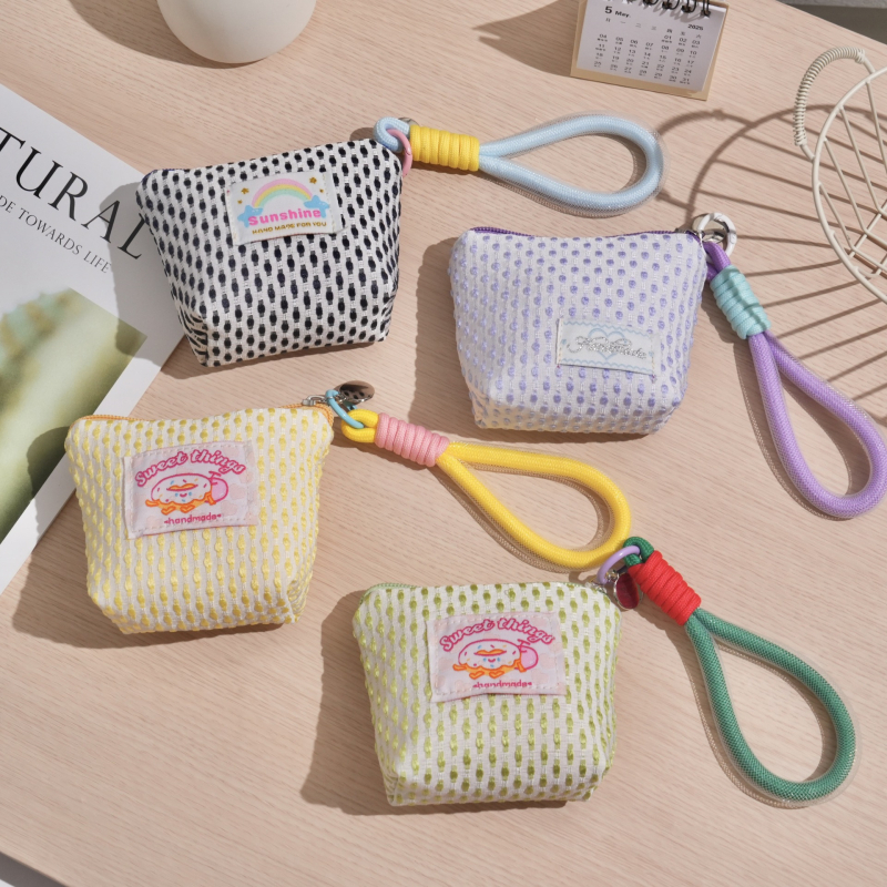 Hengxian Novčanik za kovanice, Mrežasta mini torbica za zapešće, Unisex, Višestruko skladištenje