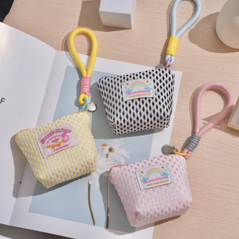 Hengxian Novčanik za kovanice, Mrežasta mini torbica za zapešće, Unisex, Višestruko skladištenje