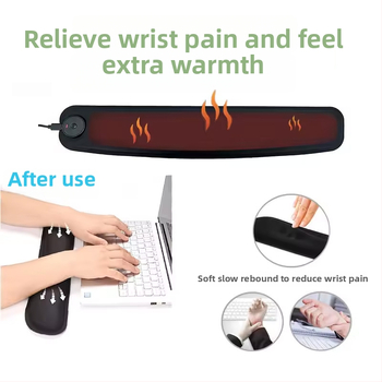USB grijana podloga za tipkovnicu s ergonomskom podrškom zapešća, površina od tkanine + jastučić za zapešće s sporim odzivom + gumena podloga, model R325