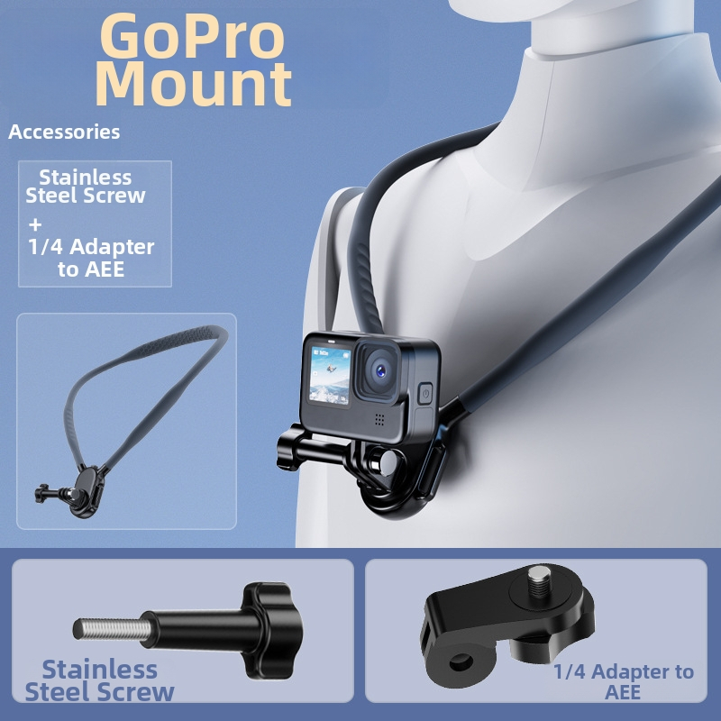 Στήριγμα λαιμού για κάμερες δράσης, PC-ABS + silica gel, αντοχή 5 kg, βάρος 0,38 kg, δυνατότητα παραμετροποίησης