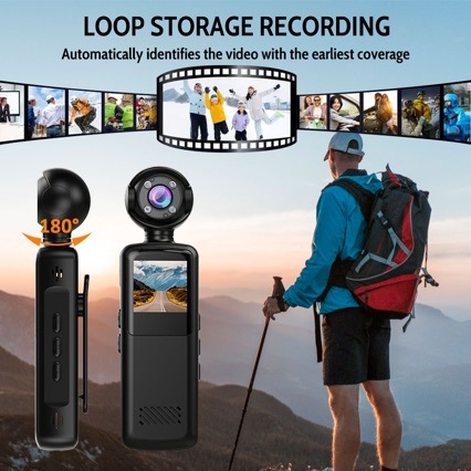 V6WiFi Prenosna 1080P WiFi Ručna Kamera sa Klipom, 1.5 inch LCD, TF kartica, 1–5 MP senzor, ABS kućište, trajanje baterije 1–3 sati