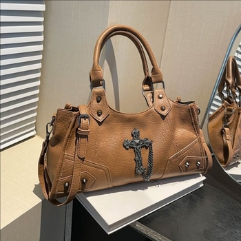 Ženska PU motociklistička torba preko ramena, baguette stil, horizontalni kvadratni oblik, džep na zatvarač, zimsko izdanje 2025