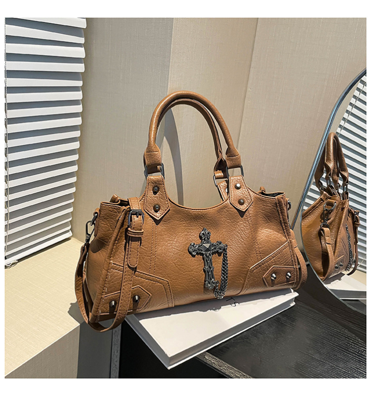 Ženska PU motociklistička torba preko ramena, baguette stil, horizontalni kvadratni oblik, džep na zatvarač, zimsko izdanje 2025