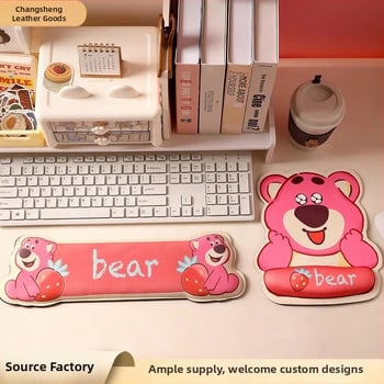 Strawberry Bear set podložnica za miša s podrškom za zglob — prirodna guma, jednostrana, crtani stil, model Pad-283