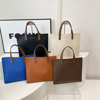 PU tote krepšys, gatvės mados stilius, horizontalaus kvadrato formos, sintetinės odos įdaila, atvira viršuje