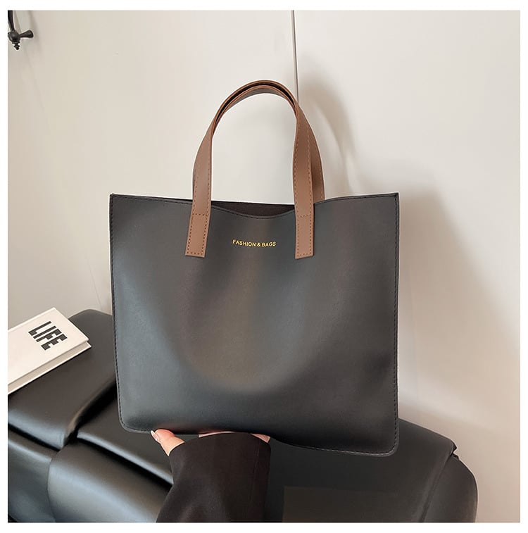 PU tote krepšys, gatvės mados stilius, horizontalaus kvadrato formos, sintetinės odos įdaila, atvira viršuje