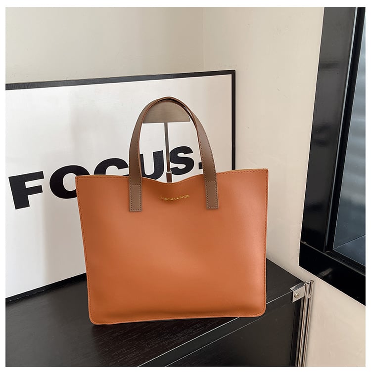 PU tote krepšys, gatvės mados stilius, horizontalaus kvadrato formos, sintetinės odos įdaila, atvira viršuje