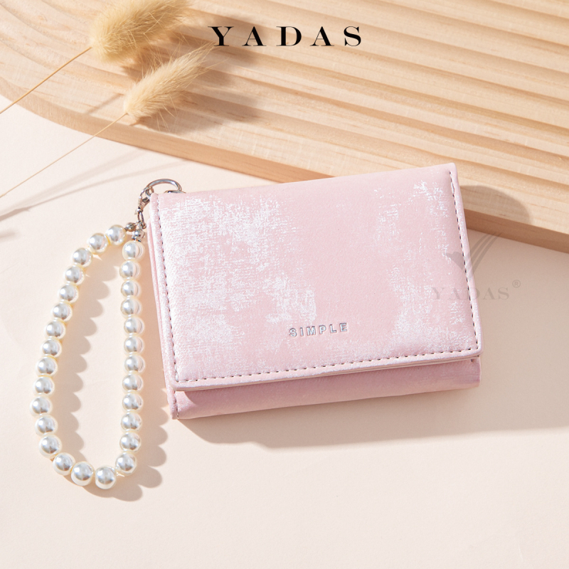 Držač kartica s perlom – prenosni luksuzni ženski novčanik, PU materijal, brend Yadas, stil: zrela žena, uzorak: jednobojan, podstava: poliester