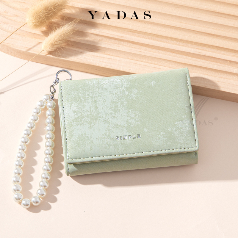 Držač kartica s perlom – prenosni luksuzni ženski novčanik, PU materijal, brend Yadas, stil: zrela žena, uzorak: jednobojan, podstava: poliester