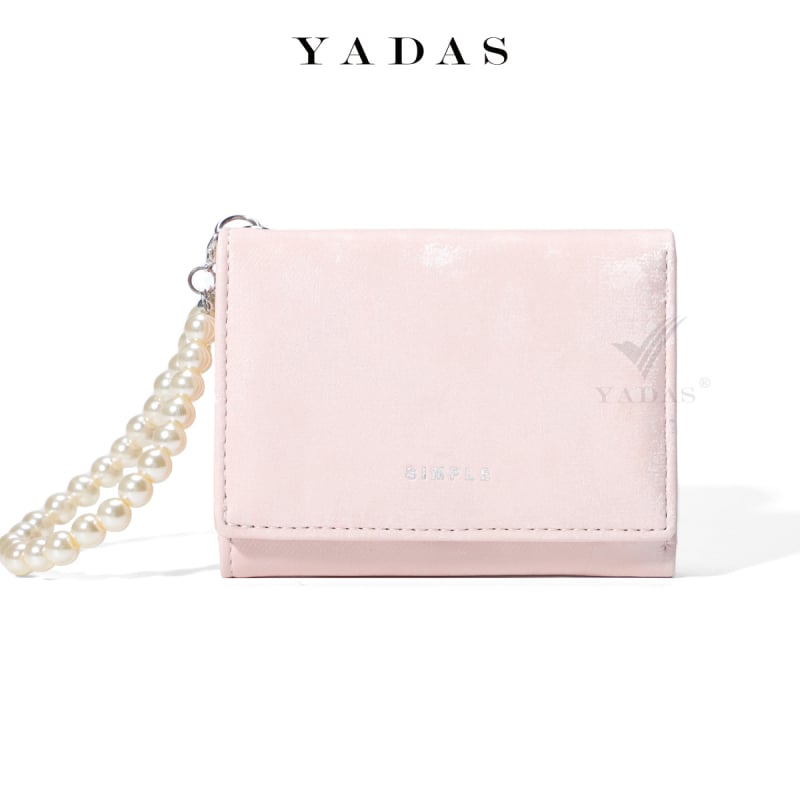 Držač kartica s perlom – prenosni luksuzni ženski novčanik, PU materijal, brend Yadas, stil: zrela žena, uzorak: jednobojan, podstava: poliester