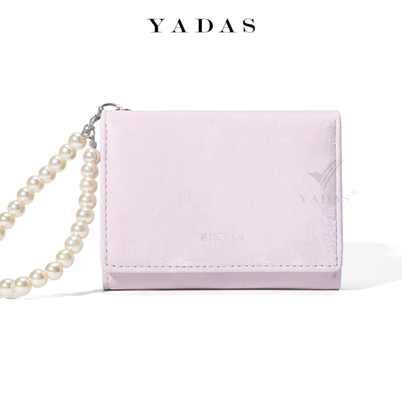 Držač kartica s perlom – prenosni luksuzni ženski novčanik, PU materijal, brend Yadas, stil: zrela žena, uzorak: jednobojan, podstava: poliester