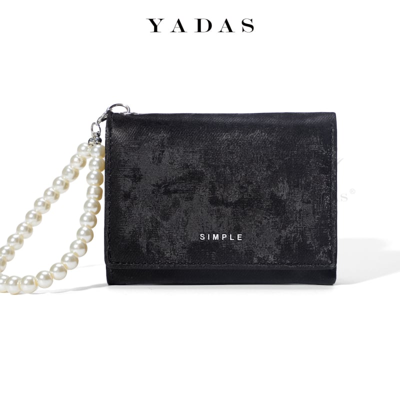 Držač kartica s perlom – prenosni luksuzni ženski novčanik, PU materijal, brend Yadas, stil: zrela žena, uzorak: jednobojan, podstava: poliester