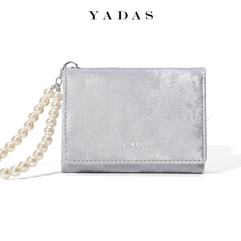 Držač kartica s perlom – prenosni luksuzni ženski novčanik, PU materijal, brend Yadas, stil: zrela žena, uzorak: jednobojan, podstava: poliester